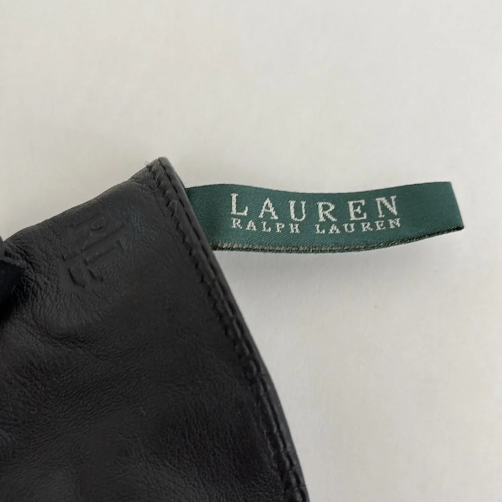 Ralph Lauren Black Rose‎ Flower Soft Leather Driving Gloves Women’s Medium NWOT
